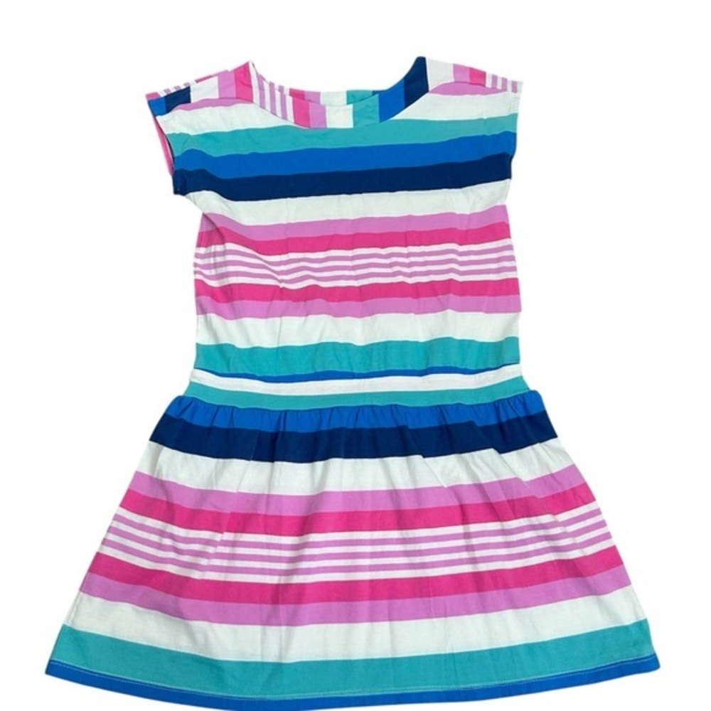 Tea Collection Striped Cotton Dress in Pink, Blue, Teal & White